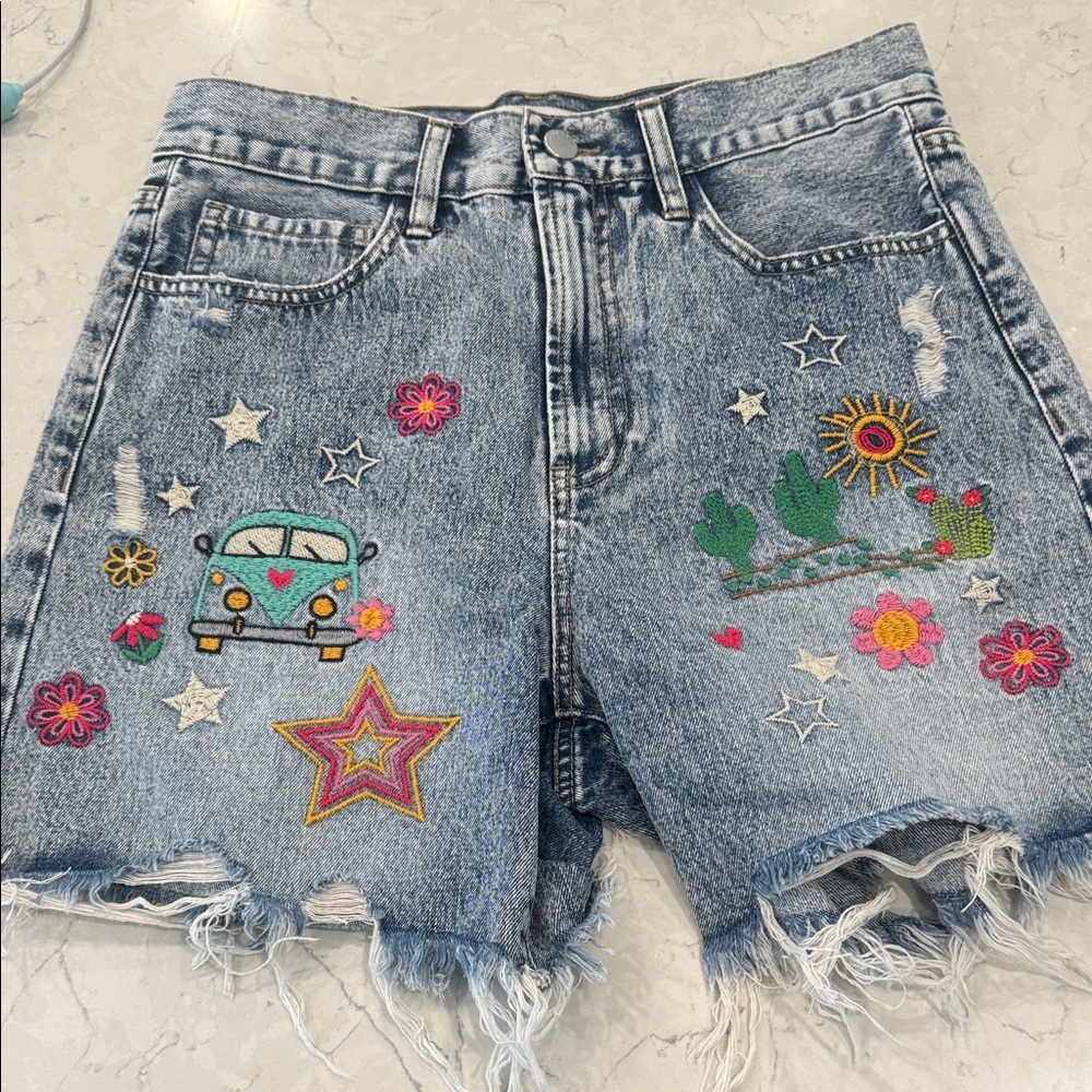 Embroidered Denim Women Shorts